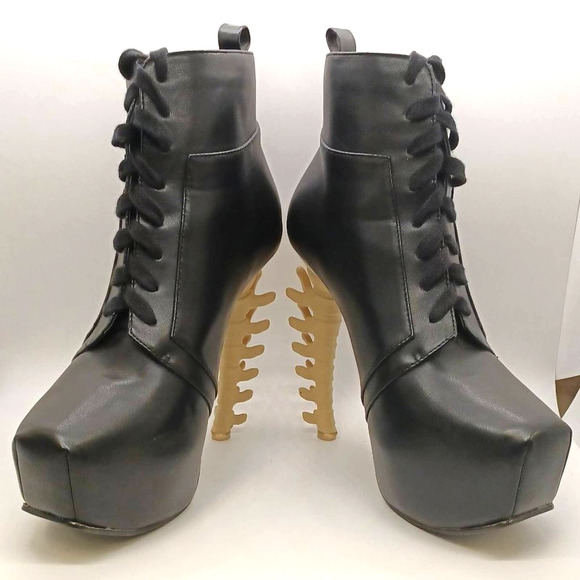 Size 8  Platform Bone High Heel Ankle Boots - Picture 4 of 14